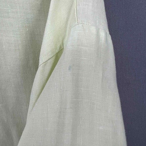 BRYN WALKER Linen Artist Shirt Womens Medium Light Lime Green Boat Neck Resort - Picture 11 of 15